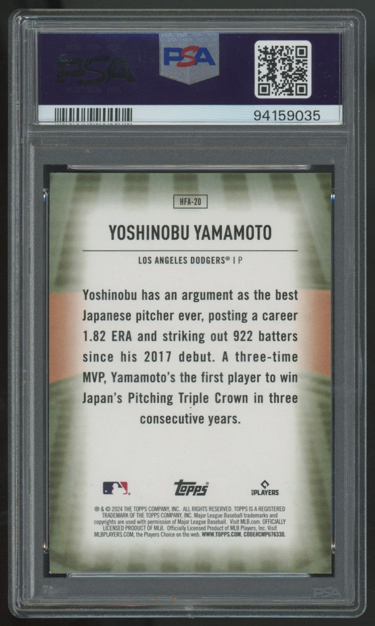 2024 Topps Yoshinobu Yamamoto RC Home Field Advantage #HFA-20 PSA 9
