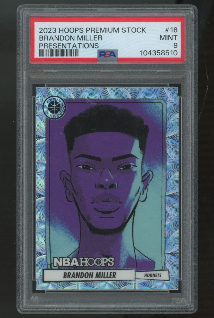 2023-24 NBA Hoops Premium Stock Brandon Miller Presentations  SSP #16 PSA 9