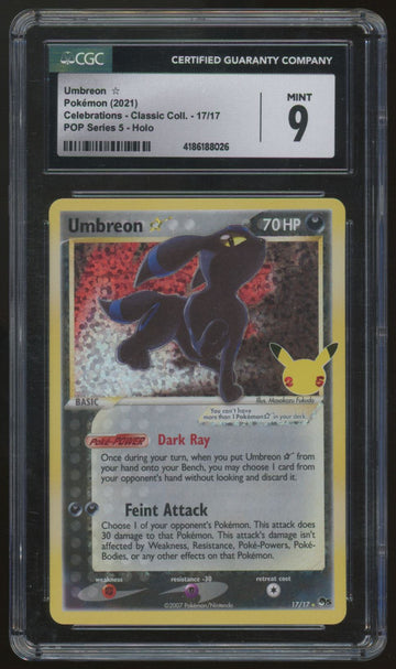2021 Pokemon Umbreon Gold Star Classic Collection Holo #17 CGC 9