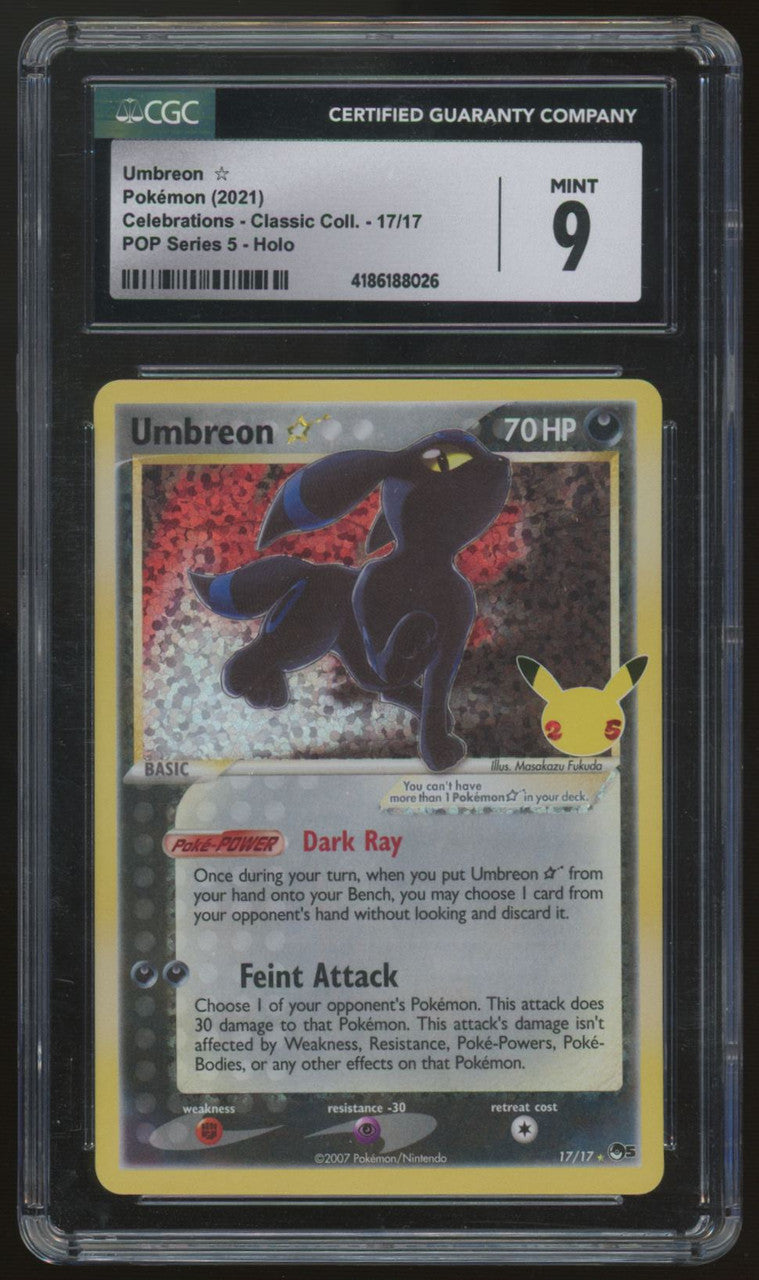 2021 Pokemon Umbreon Gold Star Classic Collection Holo #17 CGC 9