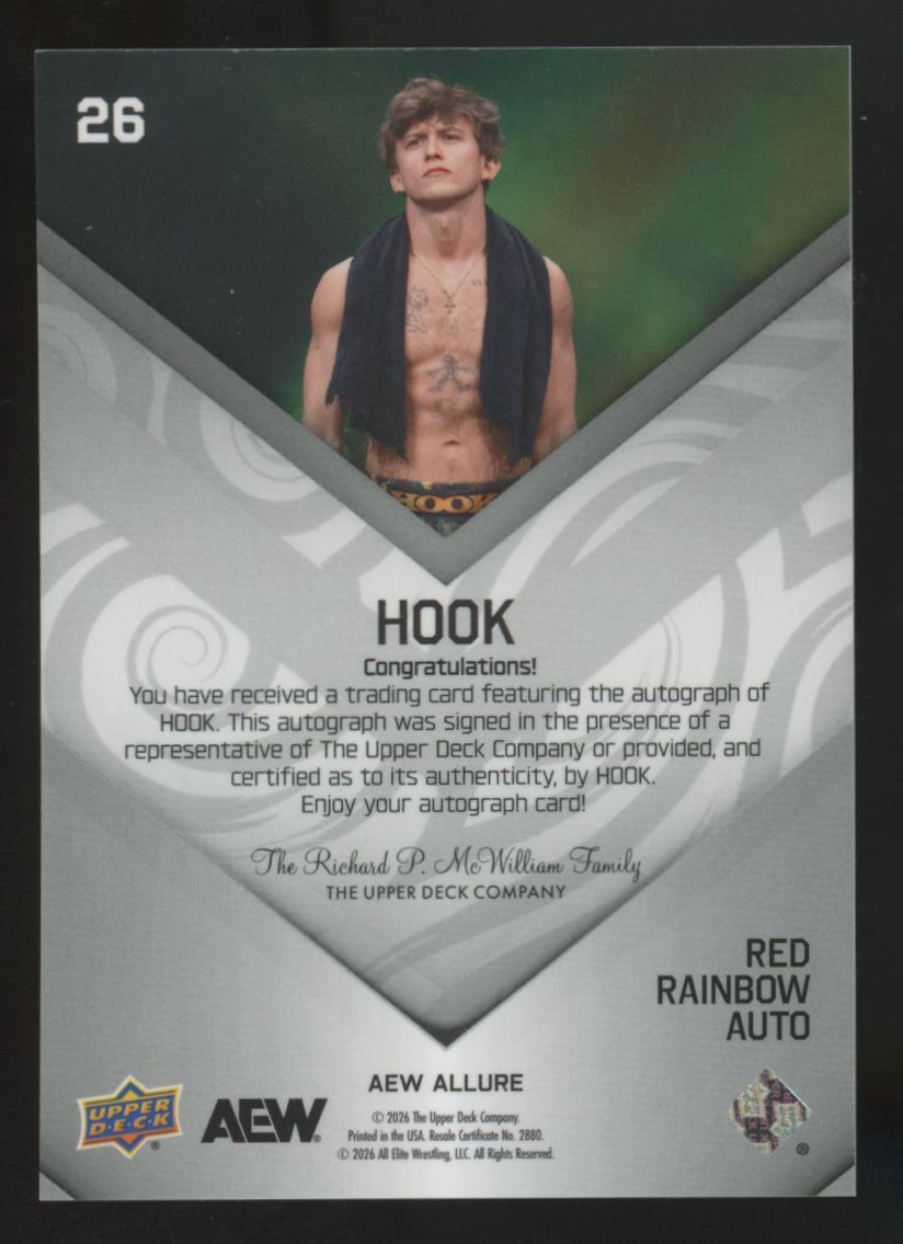 2026 Upper Deck AEW Allure HOOK Red Rainbow Auto #26