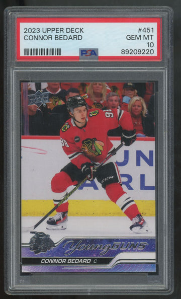 2023-24 Upper Deck Series Two Connor Bedard RC Young Guns #451 PSA 10