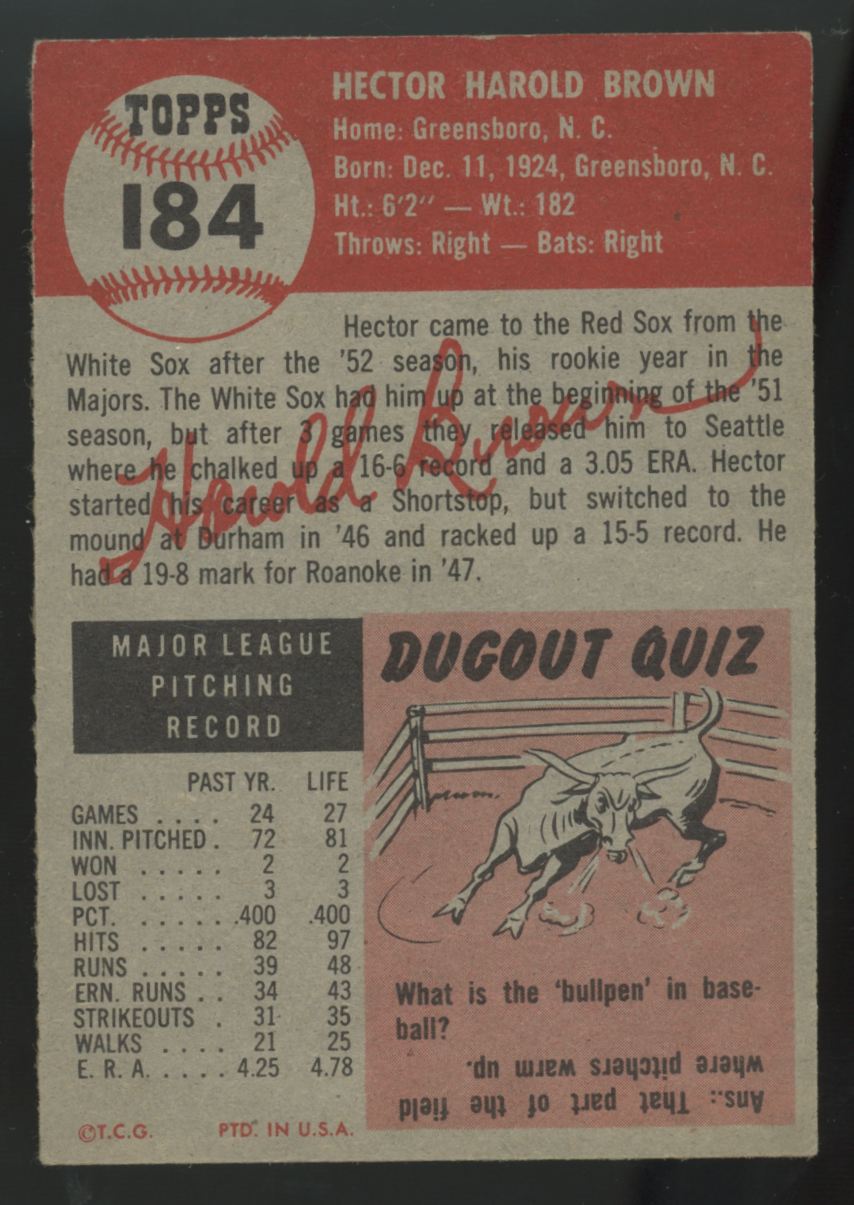 1953 Topps Hal Brown #184 EX