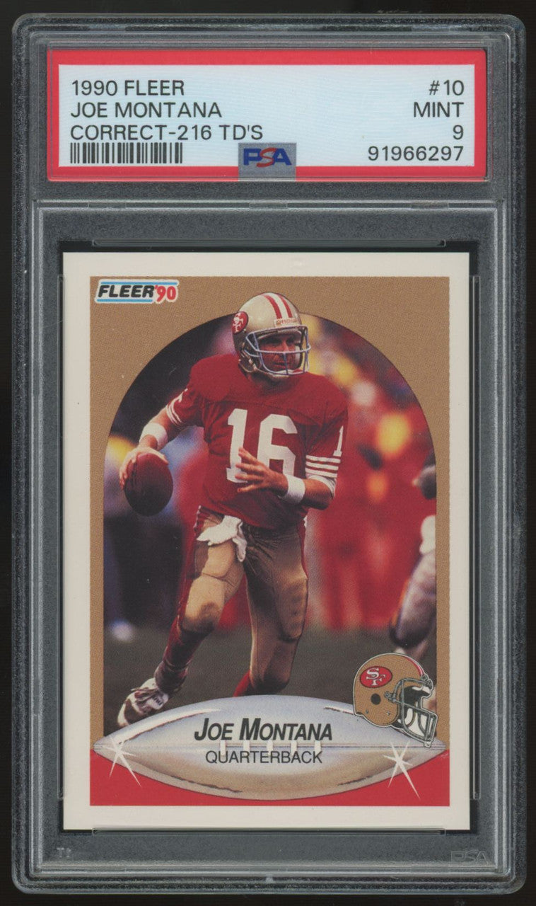 1990 Fleer Joe Montana Correct-216 TD's #10 PSA 9 *297