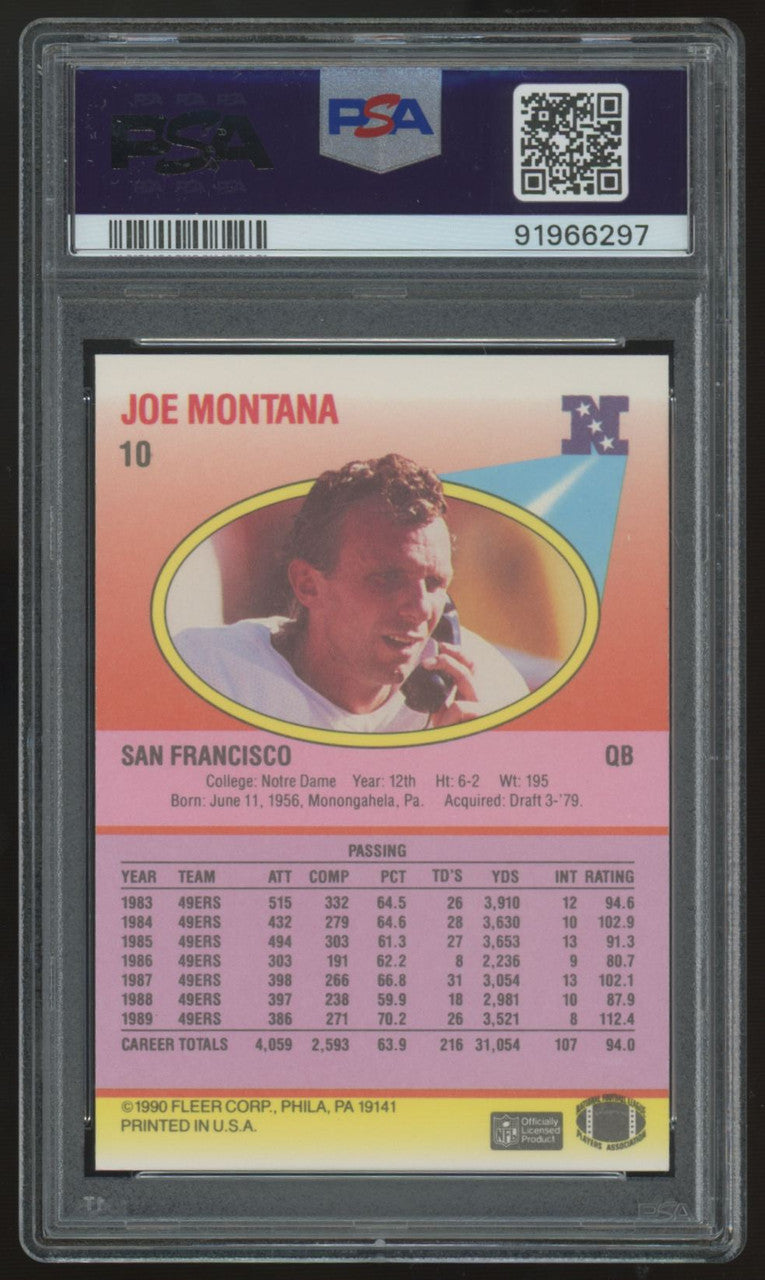 1990 Fleer Joe Montana Correct-216 TD's #10 PSA 9 *297