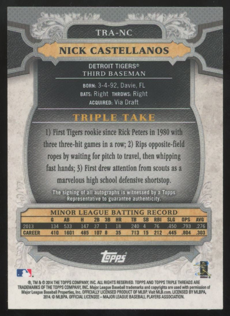 2014 Triple Threads Nick Castellanos RC Auto /100 #TRA-NC