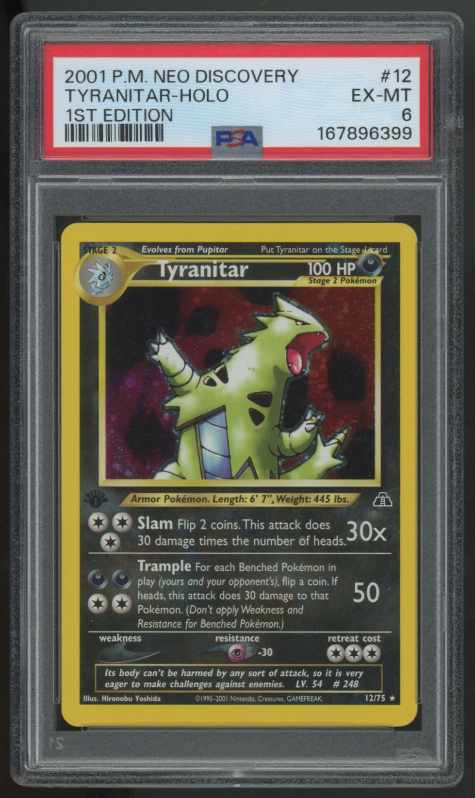 2001 Pokemon Tyranitar Neo Discovery 1st Edition Holo #12 PSA 6