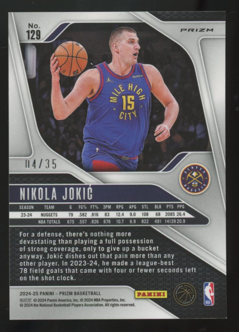 2024-25 Panini Prizm Nikola Jokic FOTL Blue Shimmer /35 #129