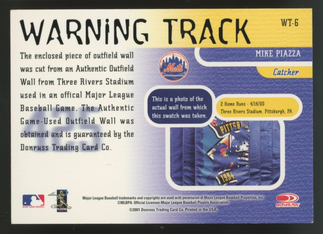 2001 Donruss Studio Mike Piazza Warning Track Stadium Wall Relic #WT-6