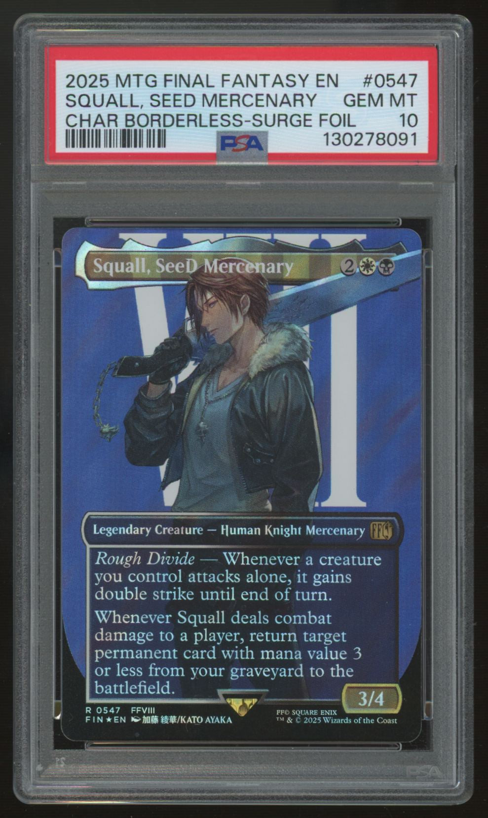 2025 Magic Squall Seed Mercenary Final Fantasy Borderless Surge Foil #547 PSA 10