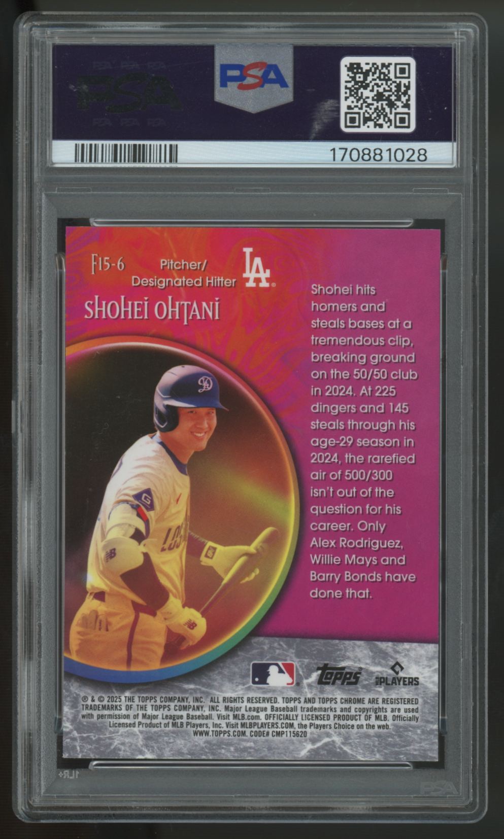 2025 Topps Chrome Update Shohei Ohtani Fortune 15 #F15-6 PSA 10 *028