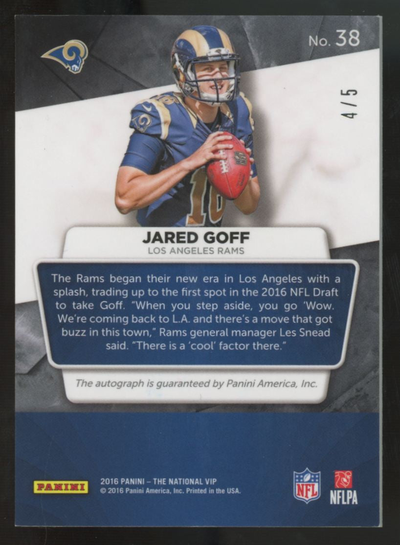2016 Panini The National VIP Jared Goff RC Red Auto /5 #28