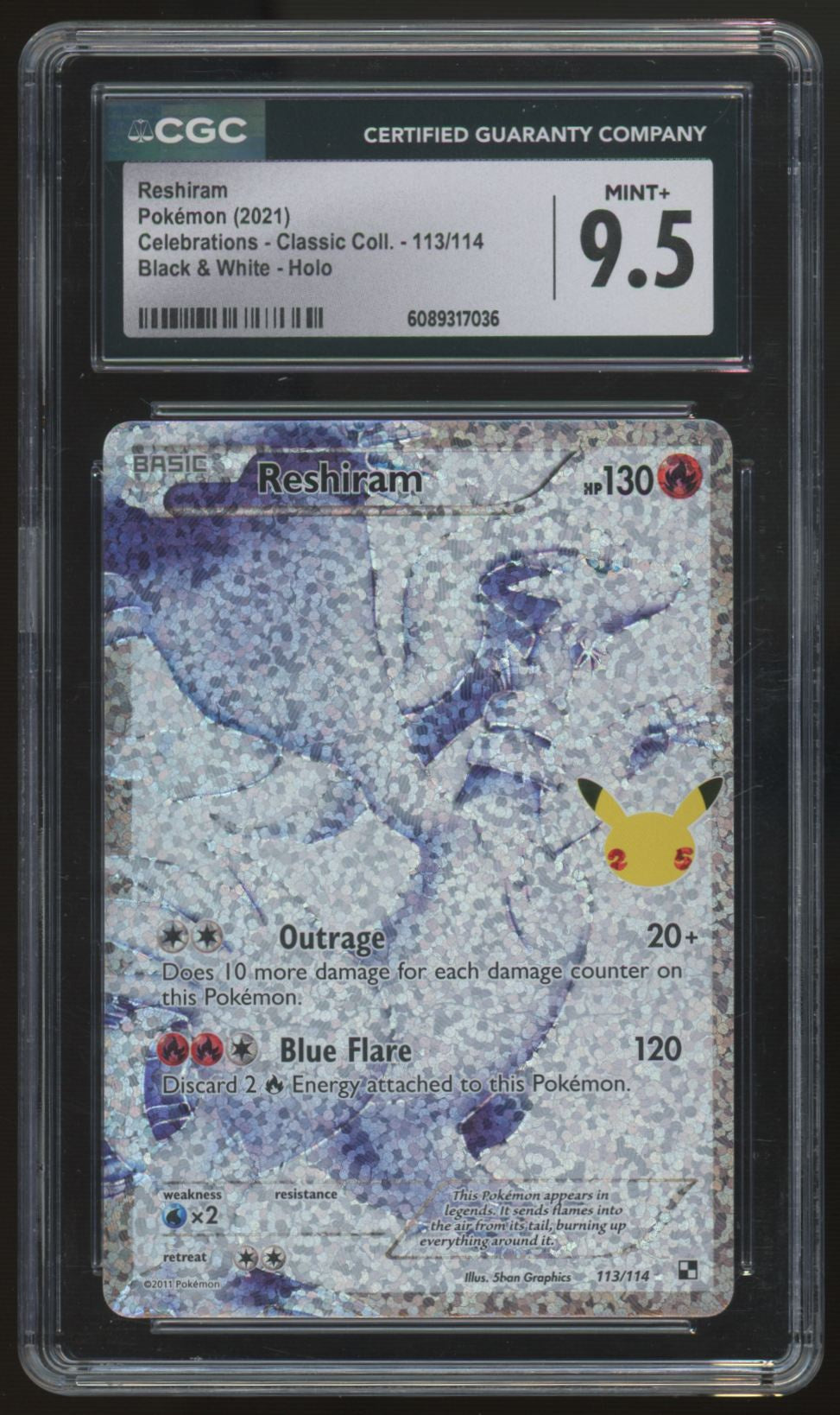 2021 Pokemon Reshiram Classic Collection Holo #113 CGC 9.5