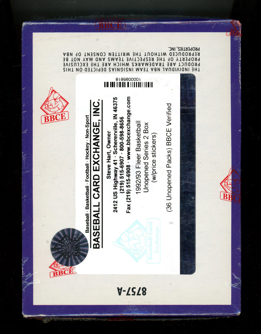 1992/93 Fleer Series 2 Basketball Hobby Box BBCE Wrapped And Sealed