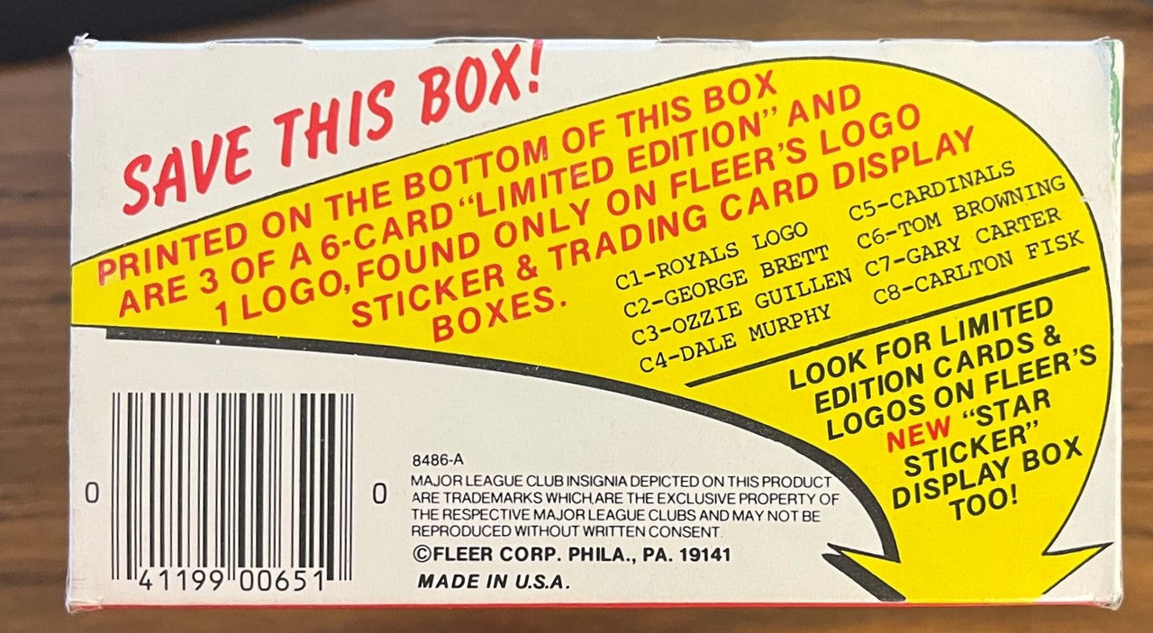 1986 Fleer Baseball Wax Box