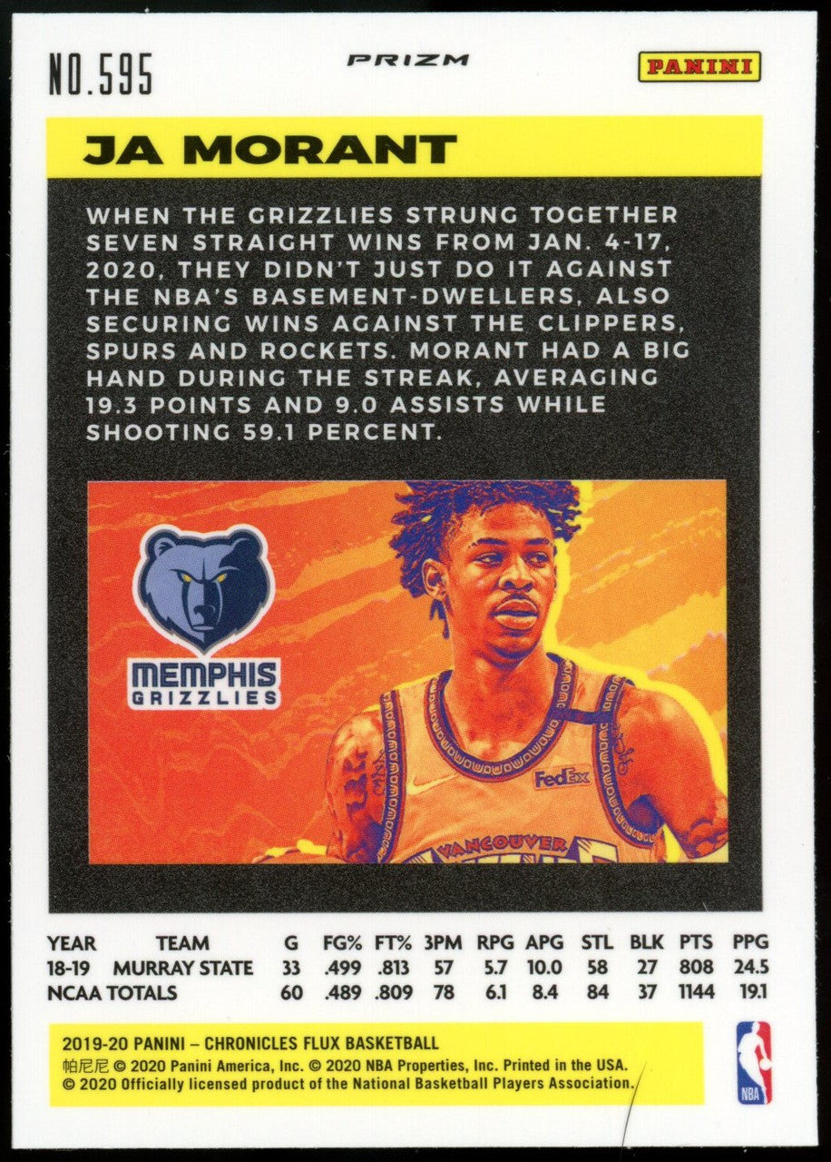 2019/20 Panini Flux Silver Prizm Ja Morant RC #595