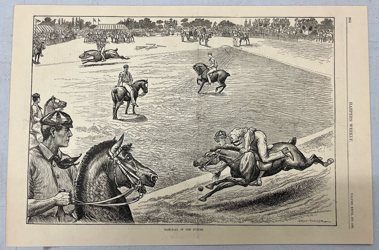 June 9 1883 Harper's Weekly Woodcut Baseball of the Future
