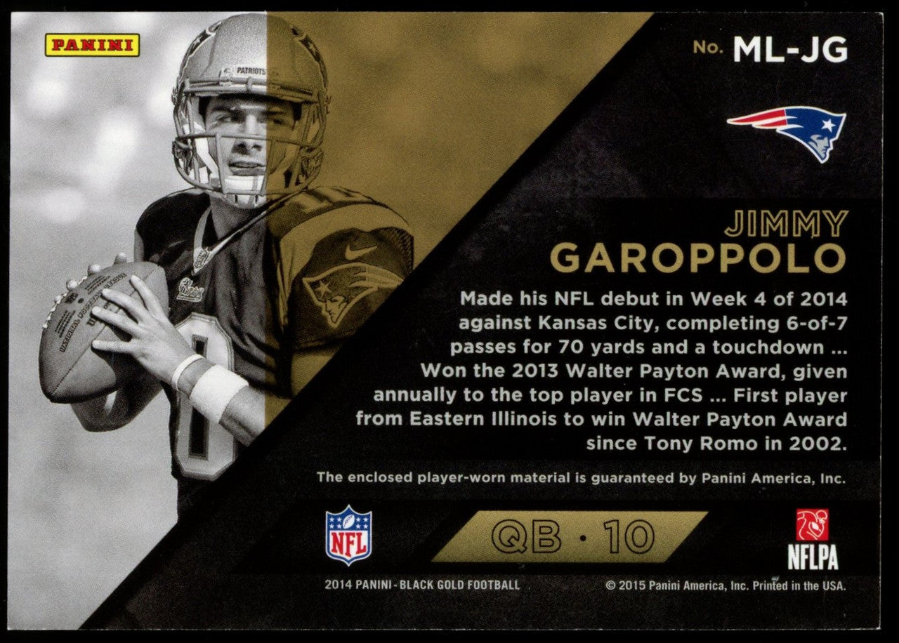 2014 Black Gold Jimmy Garoppolo Mother Lode Jersey RC /299