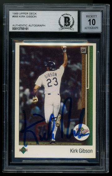 1989 Upper Deck Kirk Gibson Auto #666 BAS 10 Auto