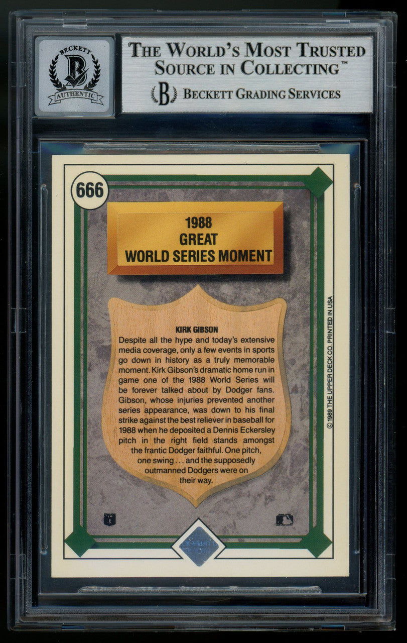 1989 Upper Deck Kirk Gibson Auto #666 BAS 10 Auto