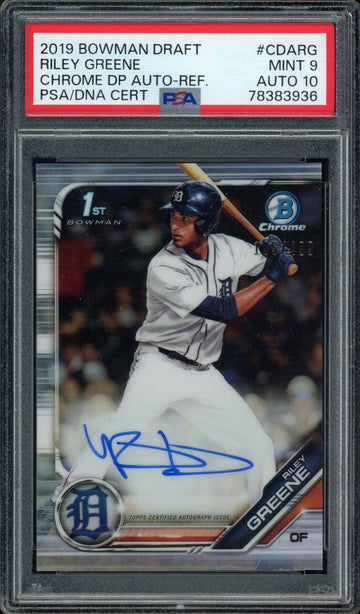 2019 Bowman Draft Riley Greene 1st Auto Chrome Refractor /499 PSA 9 10