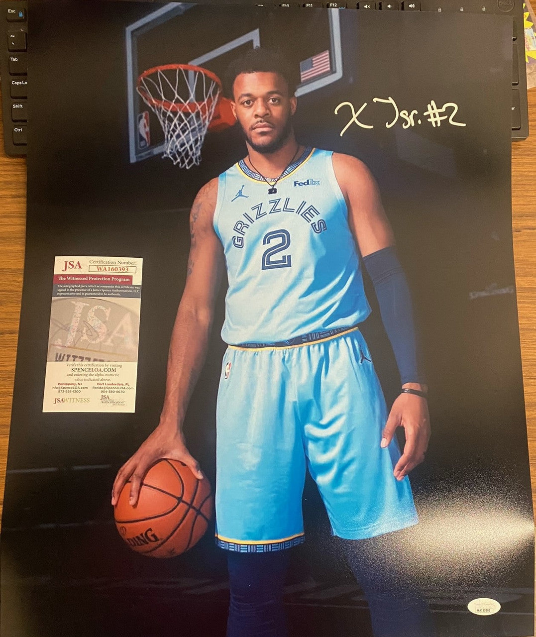Xavier Tillman Signed Photo 16x20 Memphis Grizzlies Standing JSA Witnessed