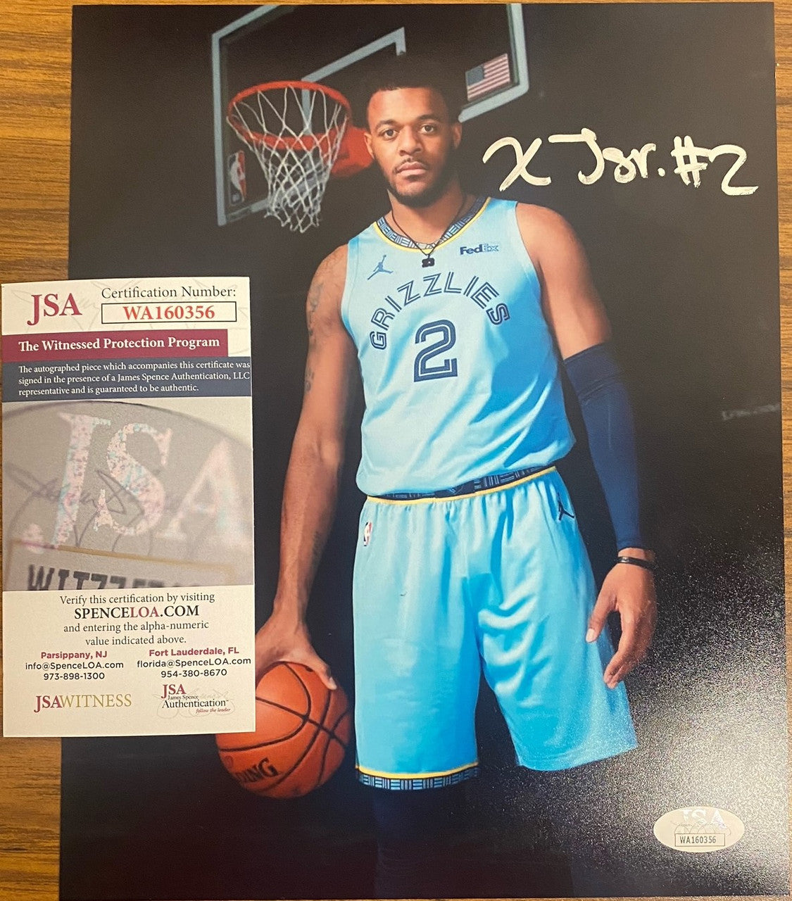 Xavier Tillman Signed Photo 8x10 Memphis Grizzlies Standing JSA Witnessed
