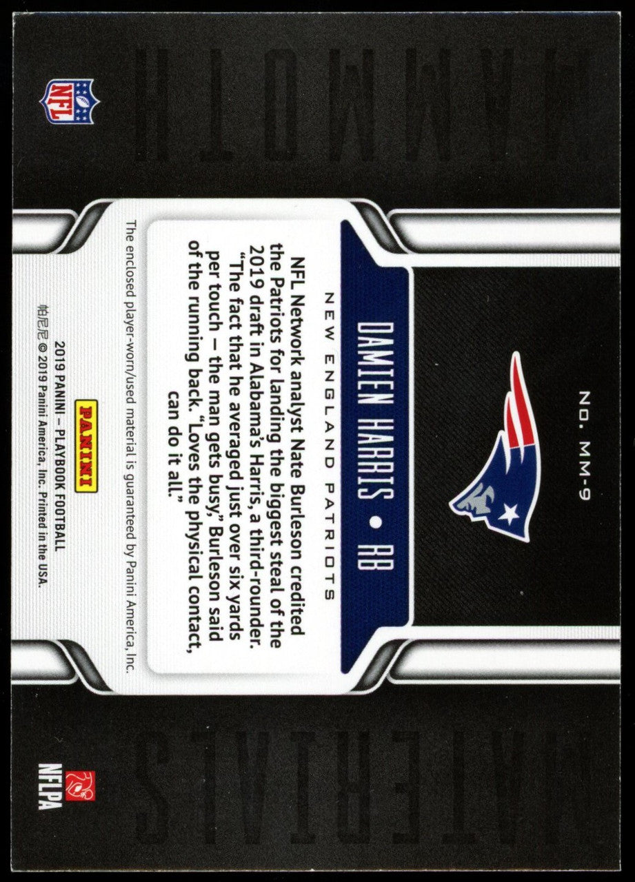 2019 Playbook Damien Harris Mammoth Materials Patch RC #MM-9 /99