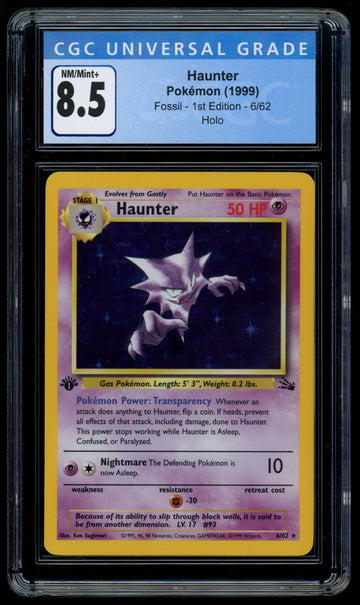 1999 Pokemon Haunter Fossil 1st Edition Holofoil 6/62 CGC 8.5