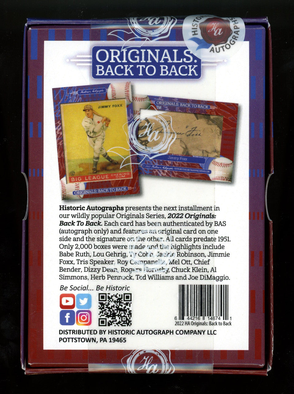 2023 Historic Autographs Originals Back to Back Baseball Box