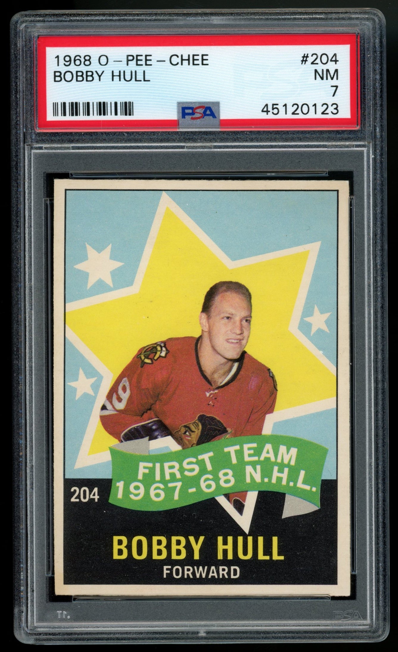 1968 O-Pee-Chee Bobby Hull All Star #204 PSA 7 NM