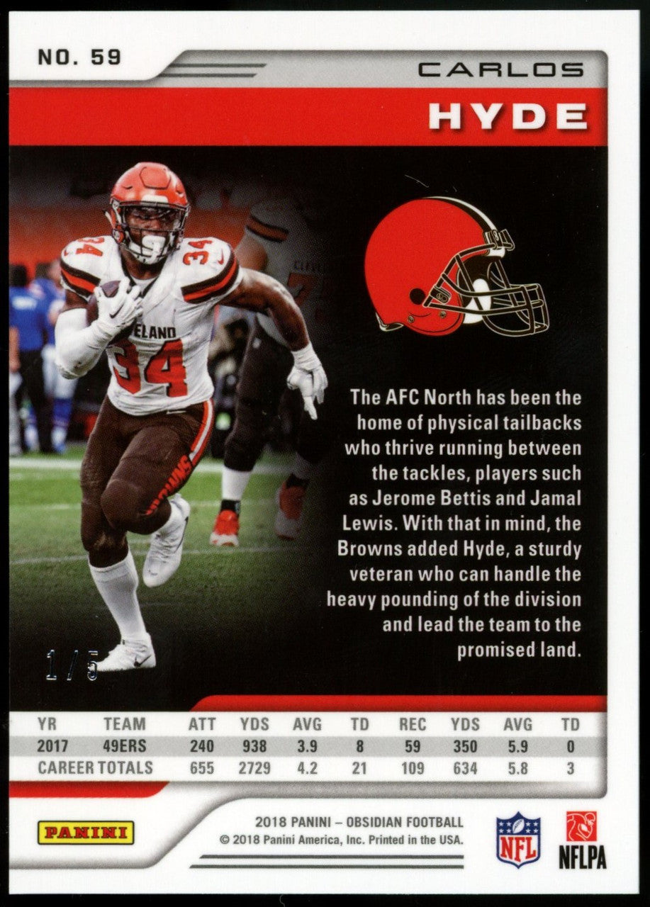 2018 Obsidian Carlos Hyde Electric Etch Red /5 #59
