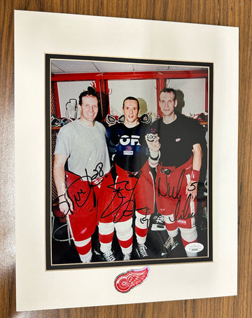 Yzerman/Lidstrom/Duchesne Signed Autographed 8x10 Photo JSA AK60606