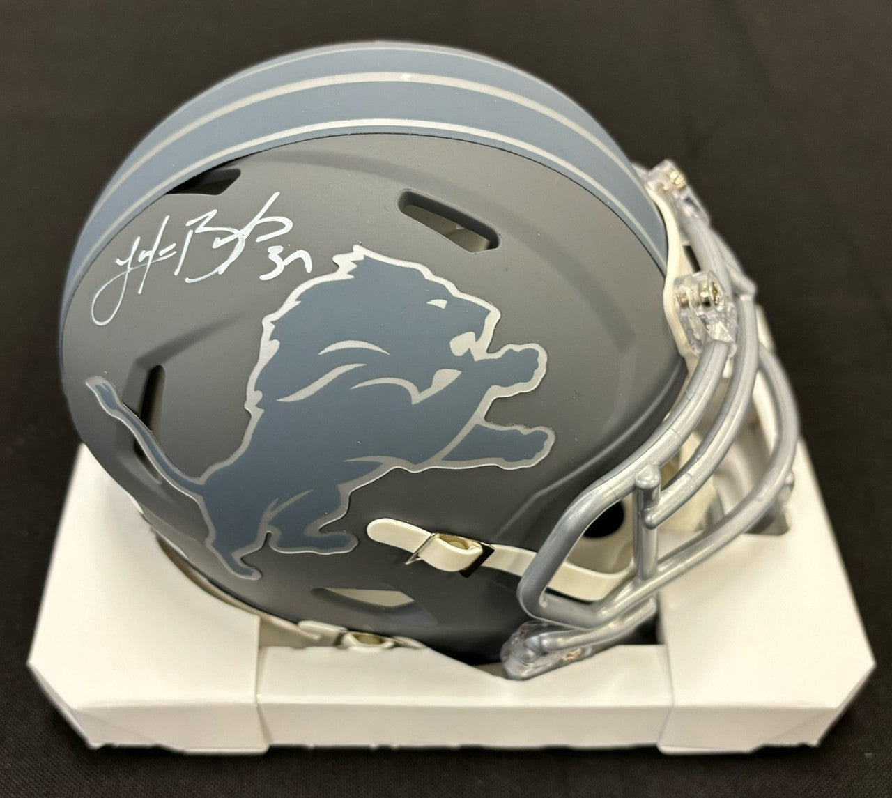 Jake Bates Signed Autographed Lions Slate Mini Helmet JSA