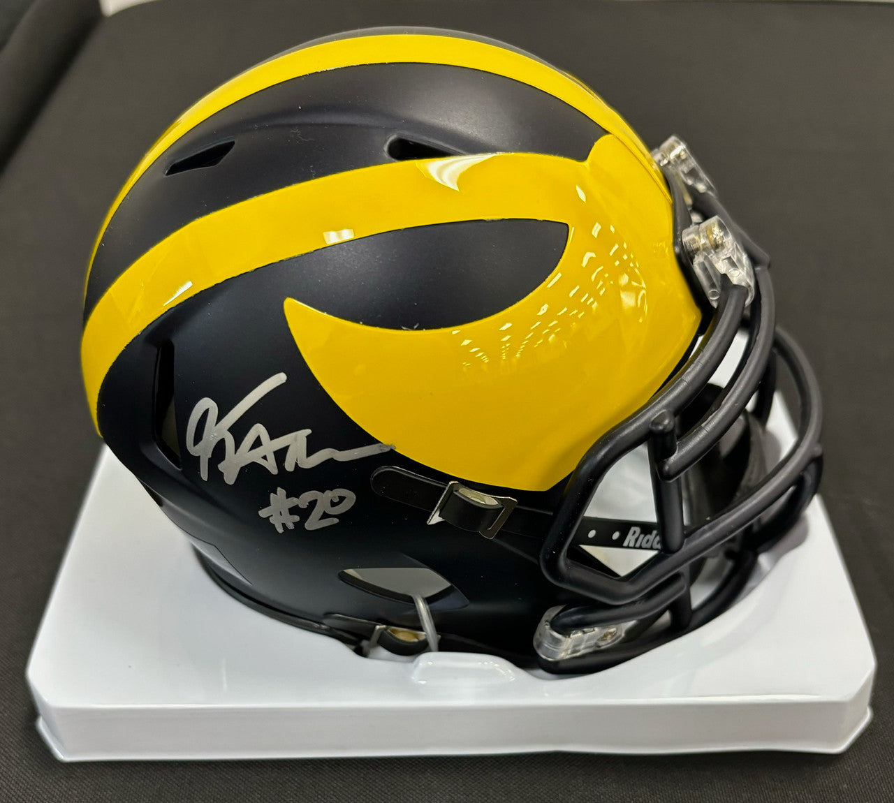 Kalel Mullings Signed Autographed Michigan Mini Helmet JSA