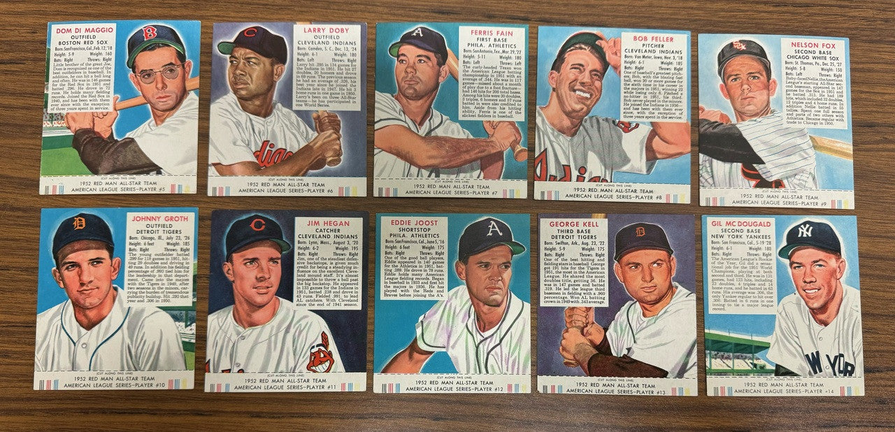 1952 Red Man Tobacco Baseball Complete Set (52) w/ Tabs Low Grade