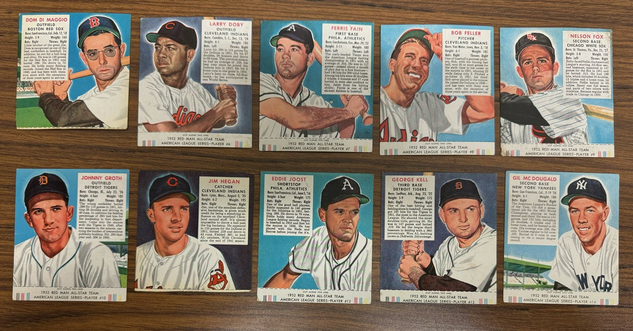 1952 Red Man Baseball Near Complete Set 51/52 Most w/ Tabs Low Grade