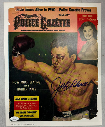 Jake LaMotta Signed Autographed 11x14 Police Gazette Poster JSA