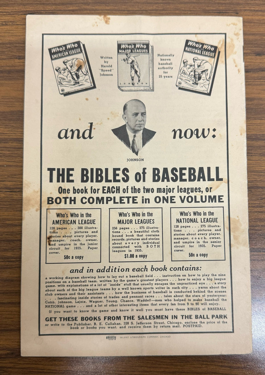 1935 Chicago Cubs Official Yearbook (Johnson)