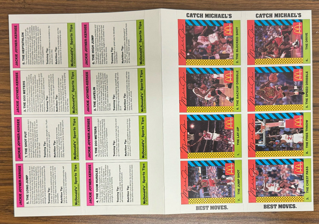 1990 McDonald's Michael Jordan Jackie Joyner-Kersee Complete Uncut Sheet Panel