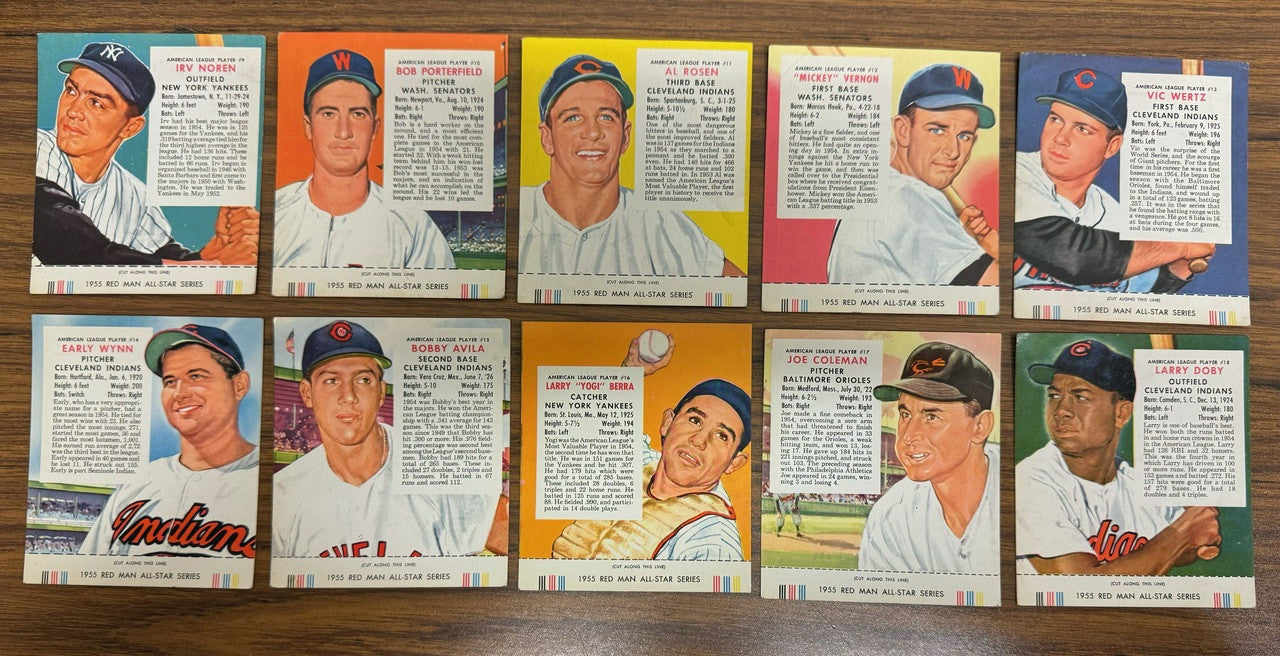 1955 Red Man Baseball Near Complete Set (47/50) w/ Tabs Low Grade