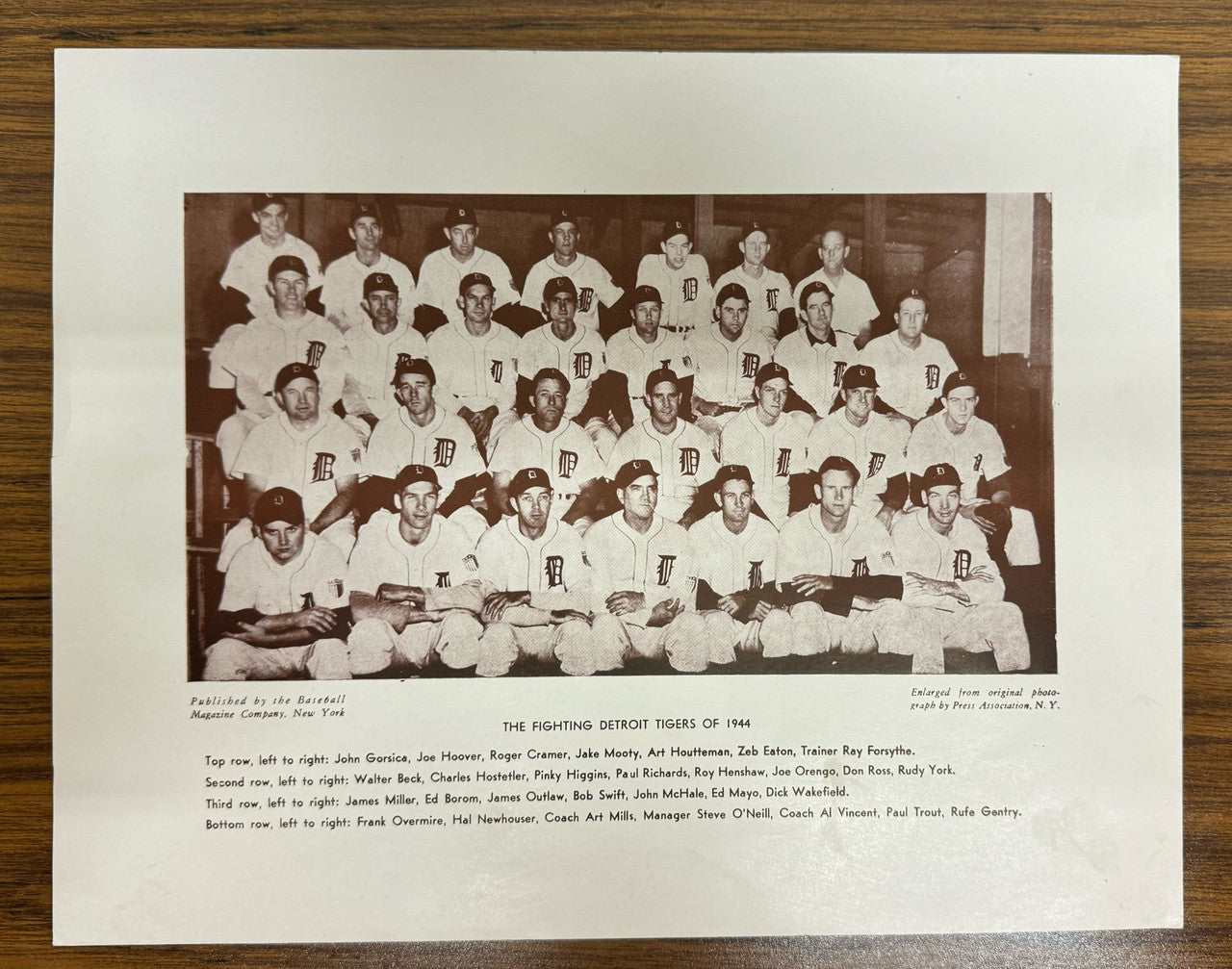 1944 + 1945 Detroit Tigers M114 Baseball Magazine Team Photos