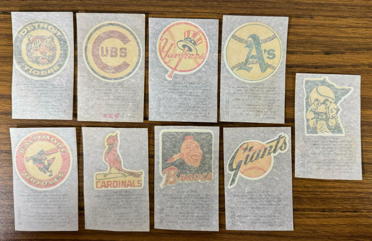 1970 Kellogg's MLBPA Baseball Iron-On Transfers Lot of 9