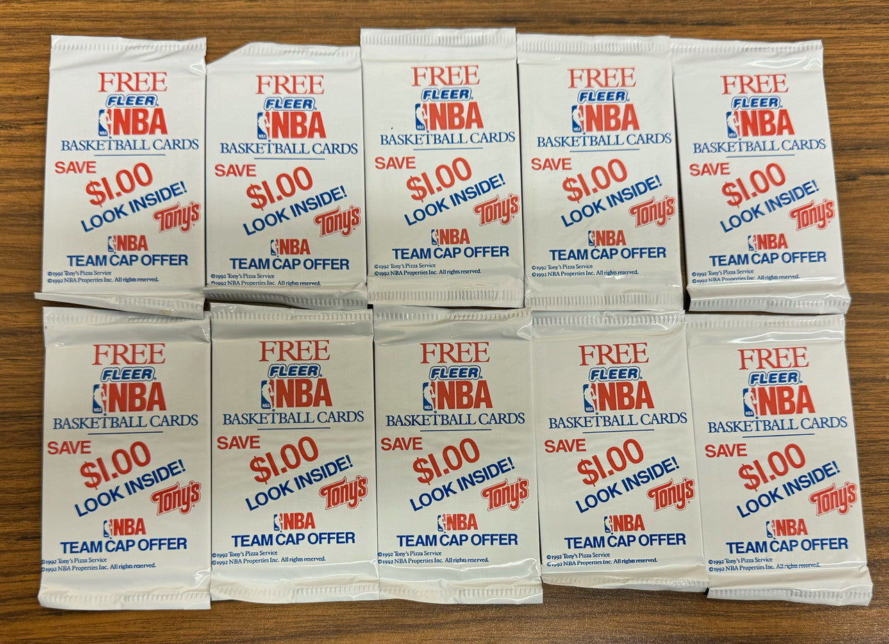 1992-93 Fleer Basketball Tony's Pizza Sealed Pack Lot of 10 Shaq Jordan