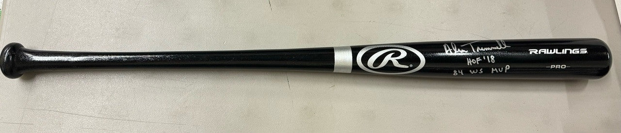 Alan Trammell Signed Autographed Rawlings Bat 2 Inscriptions JSA