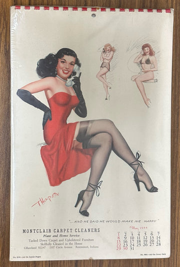 1955 Pinup Girl Calendar Thompson Complete Sealed