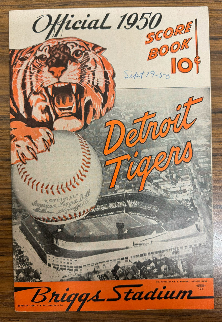 1950 Detroit Tigers Detroit Tigers vs Philadelphia Athletics Score Book
