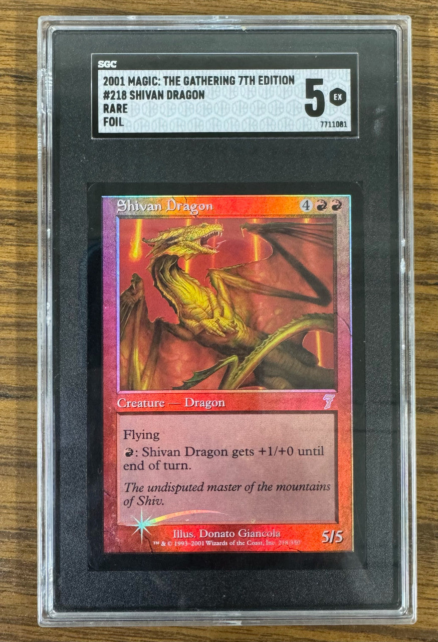 2001 Magic Shivan Dragon 7th Edition Foil Rare #218 SGC 5