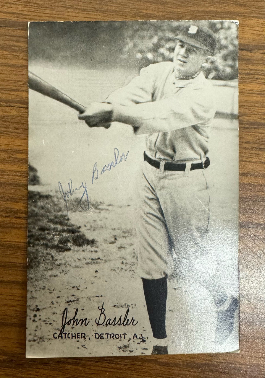 John Johnny Bassler Signed Autographed B&W Photo Post Card