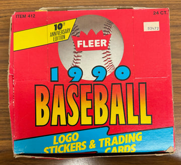 1990 Fleer Baseball Cello Pack Box 24 Factory Sealed Packs